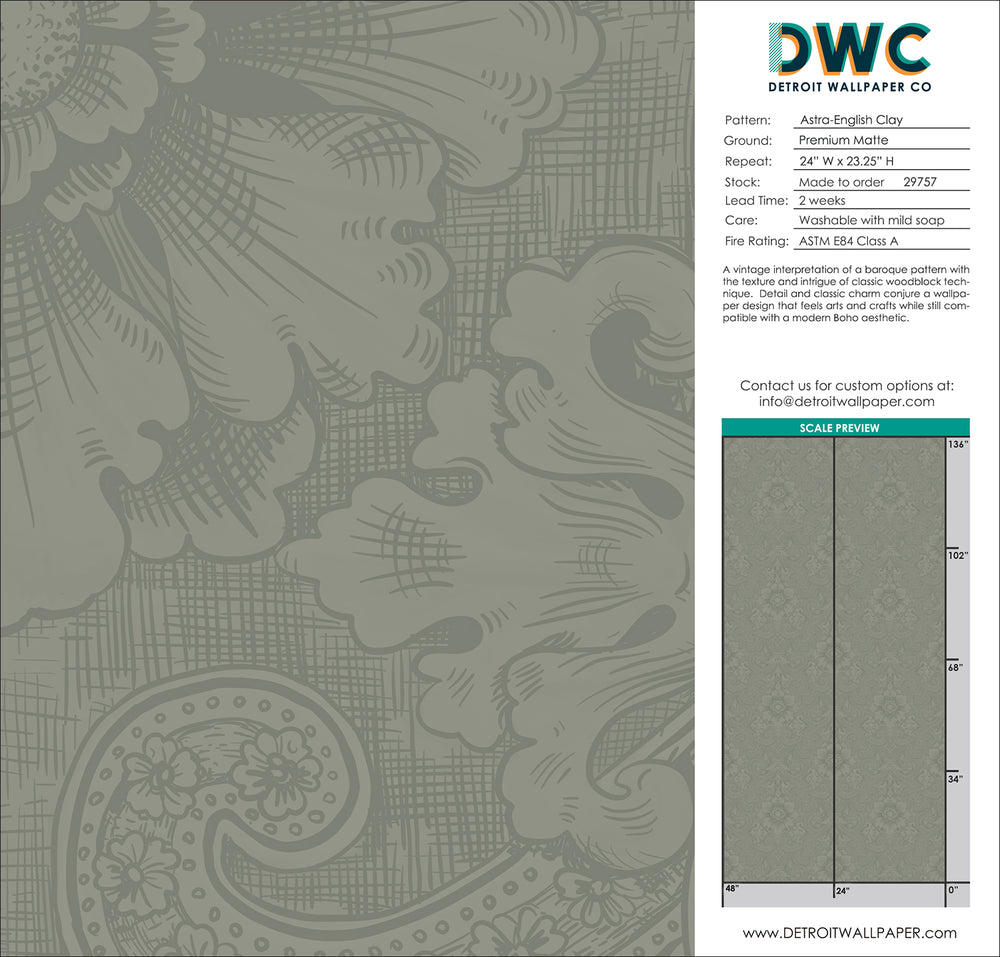 Astra - English Clay <br> Wallpaper - The Detroit Wallpaper Co.