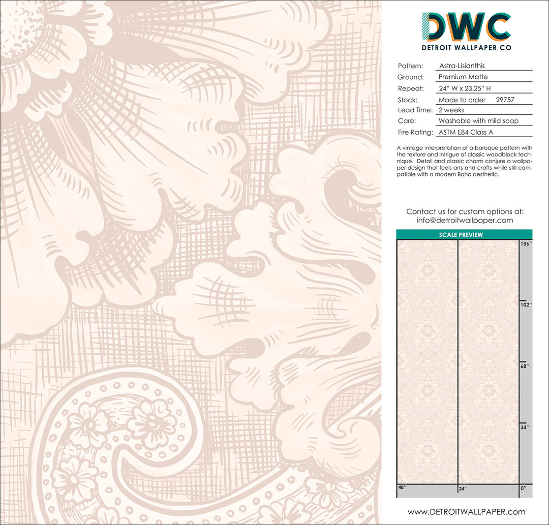Astra - Lisianthus <br> Wallpaper - The Detroit Wallpaper Co.