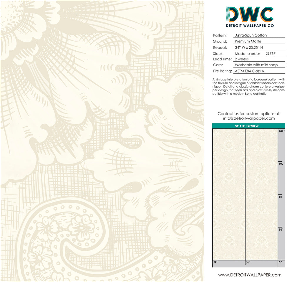 Astra - Spun Cotton <br> Wallpaper - The Detroit Wallpaper Co.