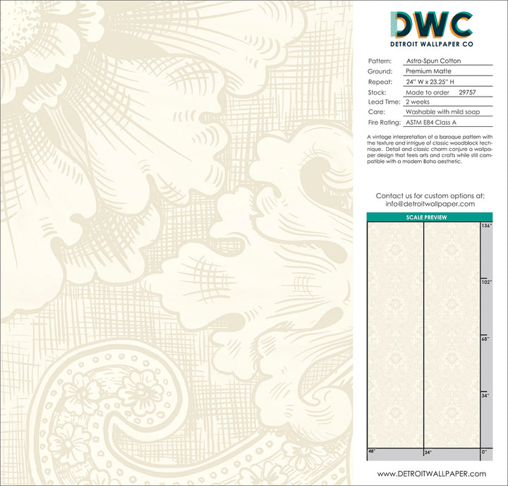 Astra - Spun Cotton <br> Wallpaper - The Detroit Wallpaper Co.