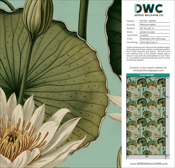 Lily Pad - Aquatic <br> Wallpaper - The Detroit Wallpaper Co.