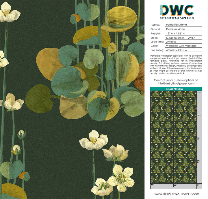 Parnassia - Drama <br> Wallpaper - The Detroit Wallpaper Co.