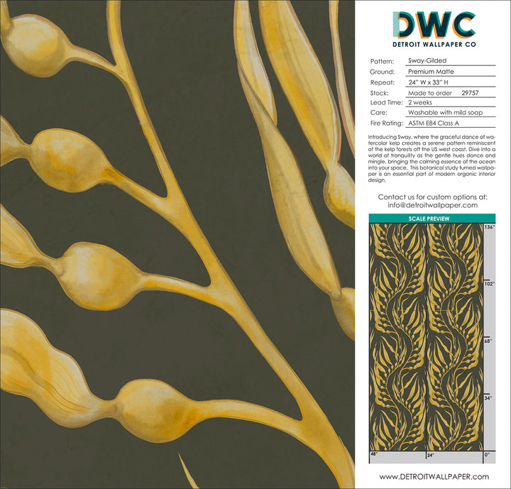 Sway - Gilded <br> Wallpaper - The Detroit Wallpaper Co.