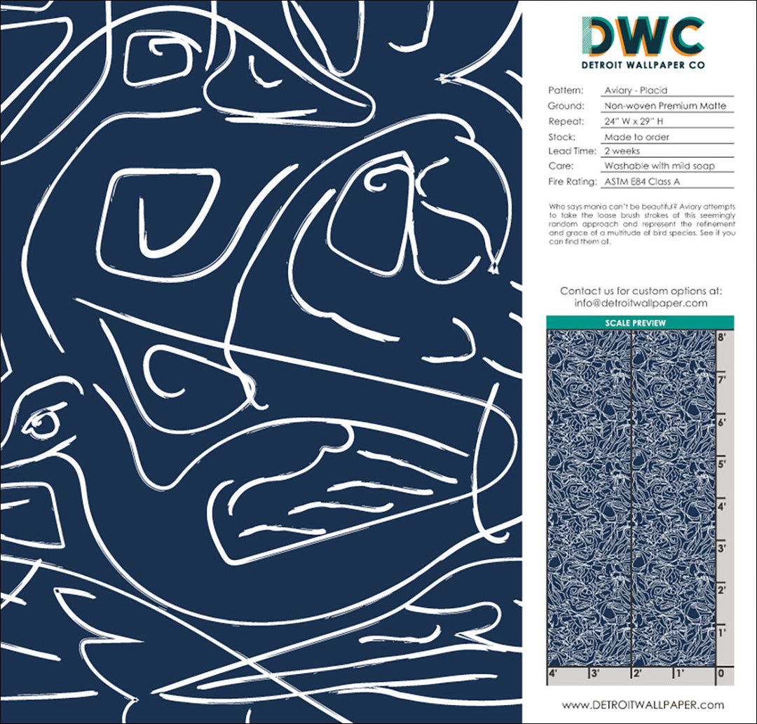 Aviary - Placid <br> Wallpaper - The Detroit Wallpaper Co.
