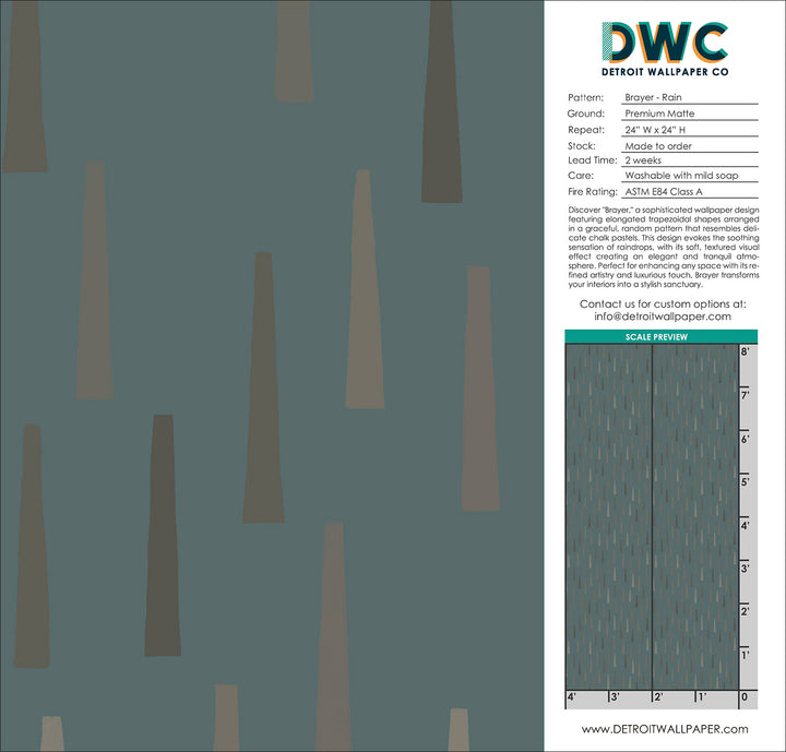 Brayer - Rain <br> Wallpaper - The Detroit Wallpaper Co.