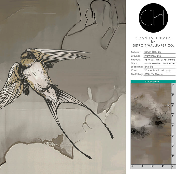 Kismet - Flight Risk <br> Wallpaper Mural - The Detroit Wallpaper Co.