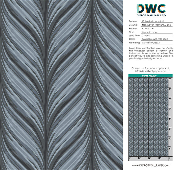 Cable Knit -  Industrial <br> Wallpaper - The Detroit Wallpaper Co.