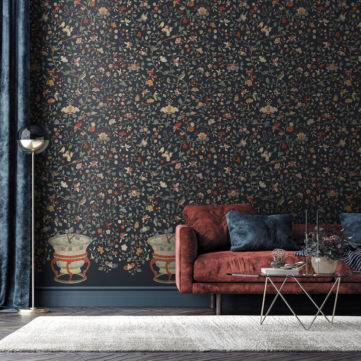 Cachepot - Deep Navy <br> Wallpaper - The Detroit Wallpaper Co.