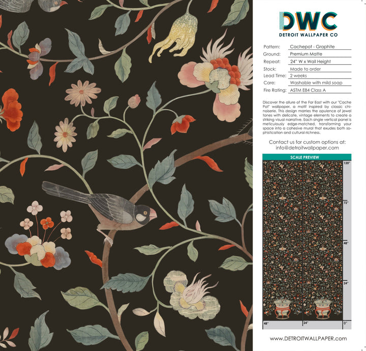 Cachepot - Graphite <br> Wallpaper - The Detroit Wallpaper Co.
