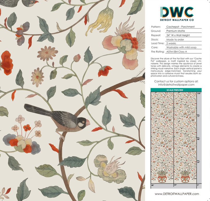 Cachepot - Parchment <br> Wallpaper - The Detroit Wallpaper Co.