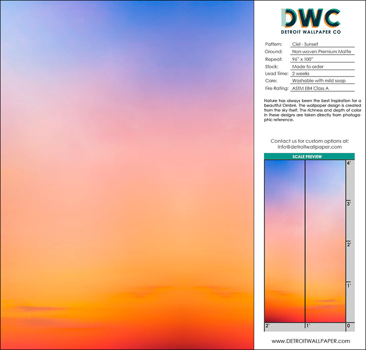 Ciel - Sunset <br> Wallpaper - The Detroit Wallpaper Co.