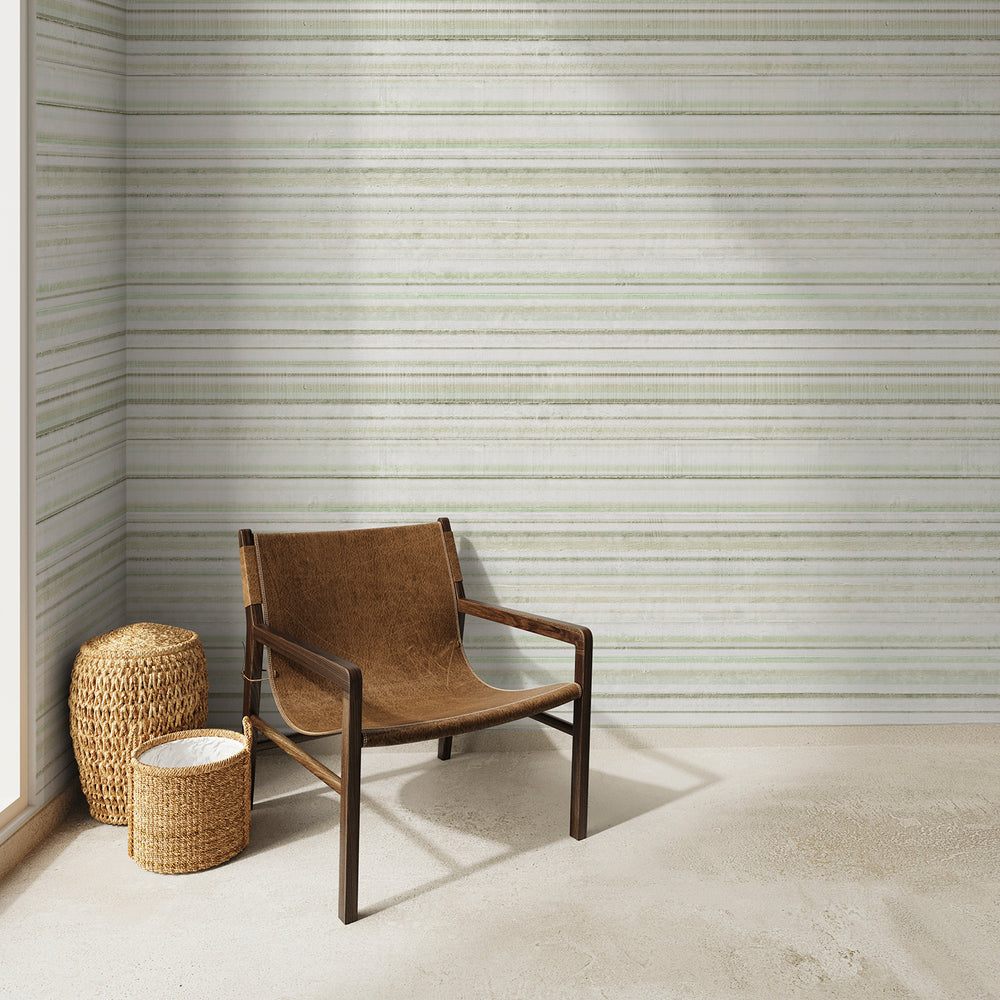 Concrete Stripe - Green <br> Wallpaper - The Detroit Wallpaper Co.