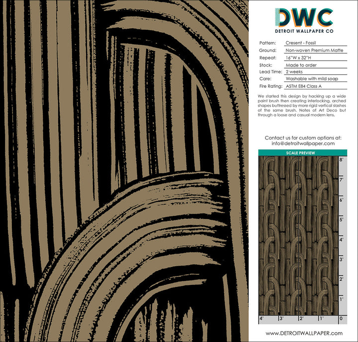 Crescent - Fossil <br> Wallpaper - The Detroit Wallpaper Co.