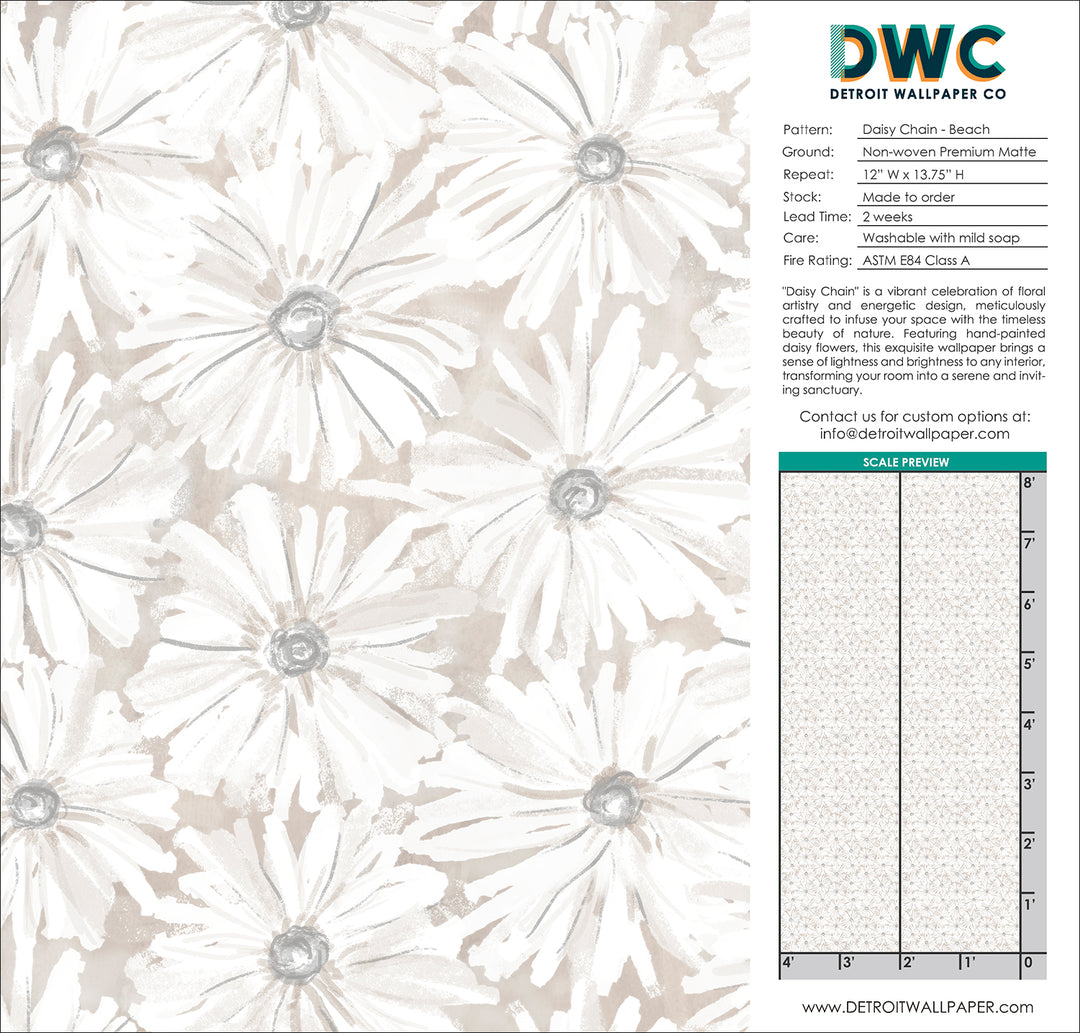 Daisy Chain - Beach <br> Wallpaper - The Detroit Wallpaper Co.