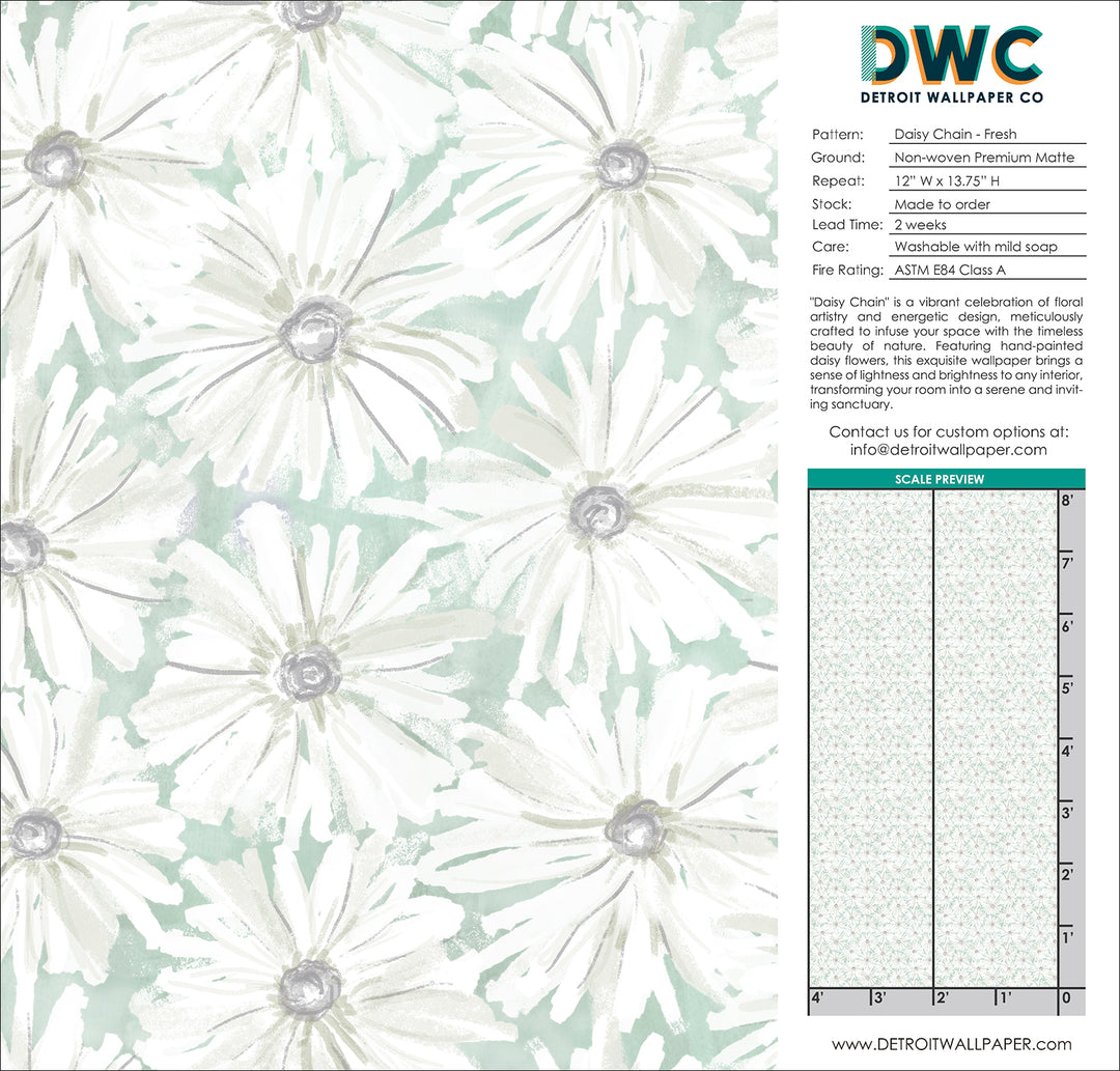 Daisy Chain - Fresh <br> Wallpaper - The Detroit Wallpaper Co.
