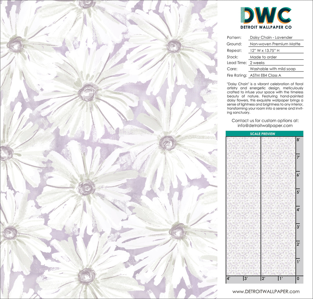 Daisy Chain - Lavender <br> Wallpaper - The Detroit Wallpaper Co.