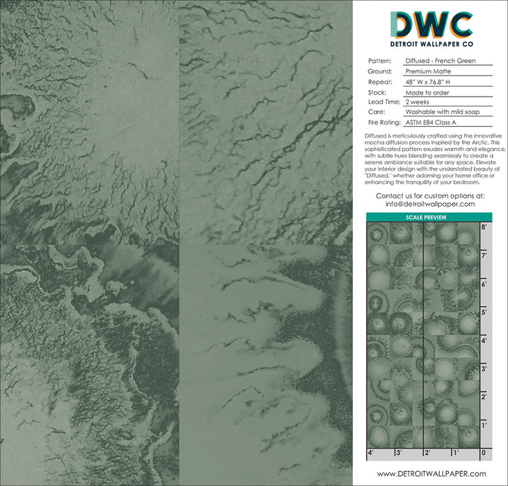 Diffused - French Green <br> Wallpaper - The Detroit Wallpaper Co.