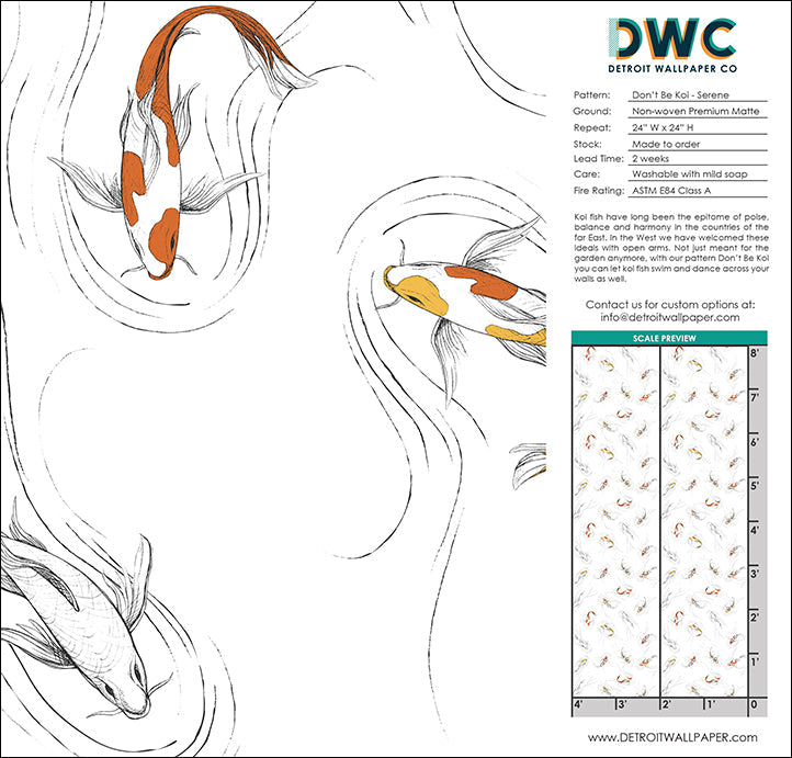 Don't Be Koi - Serene <br> Wallpaper - The Detroit Wallpaper Co.