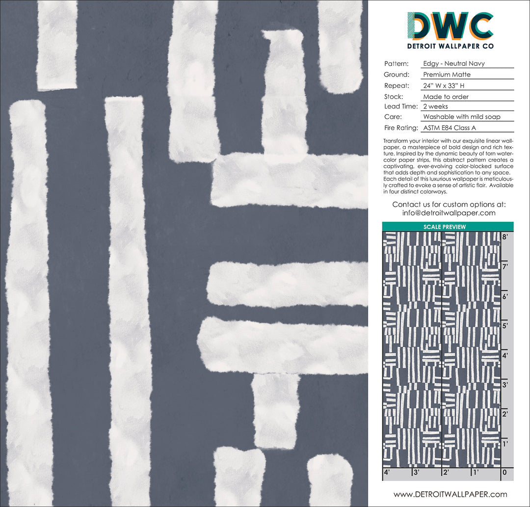 Edgy - Neutral Navy <br> Wallpaper - The Detroit Wallpaper Co.