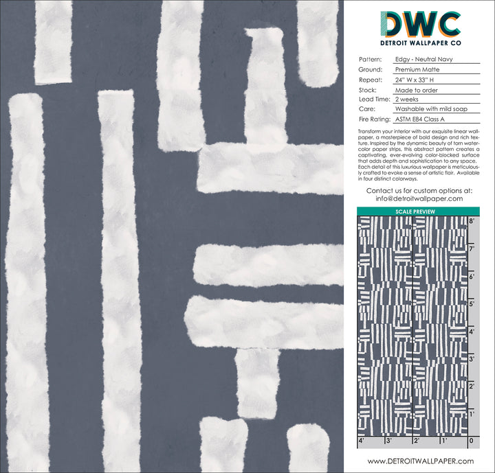 Edgy - Neutral Navy <br> Wallpaper - The Detroit Wallpaper Co.