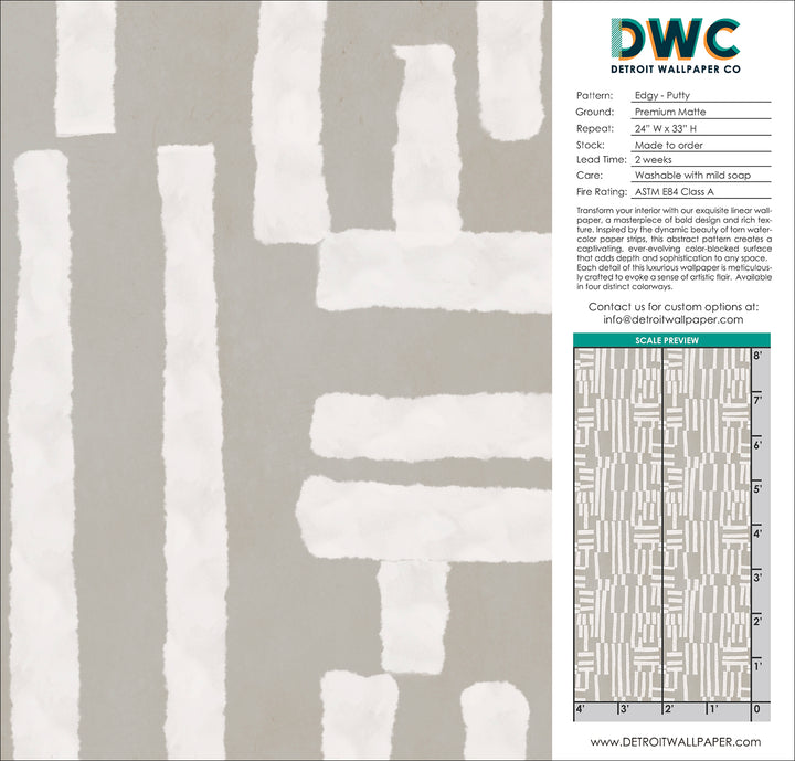 Edgy - Putty <br> Wallpaper - The Detroit Wallpaper Co.