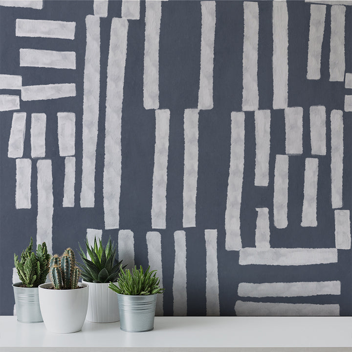 Edgy - Neutral Navy <br> Wallpaper - The Detroit Wallpaper Co.