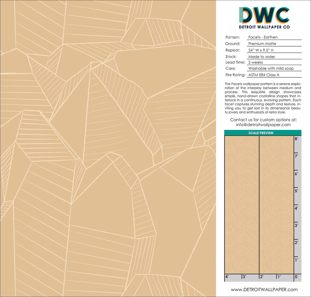 Facets - Earthen <br> Wallpaper - The Detroit Wallpaper Co.