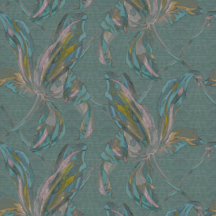 Floral Lattice - Ocean Jasper <br> Wallpaper - The Detroit Wallpaper Co.