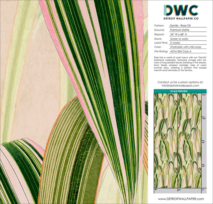 Gentle - Rose Oil <br> Wallpaper - The Detroit Wallpaper Co.