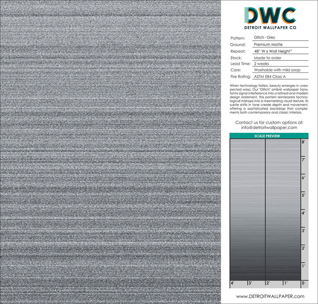 Glitch Ombré - Grey <br> Wallpaper - The Detroit Wallpaper Co.