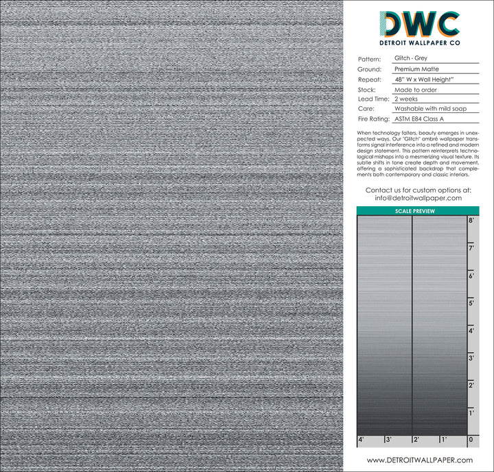 Glitch Ombré - Grey <br> Wallpaper - The Detroit Wallpaper Co.