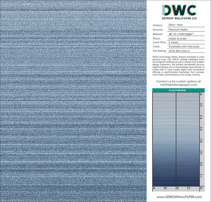 Glitch Ombré - Navy <br> Wallpaper - The Detroit Wallpaper Co.