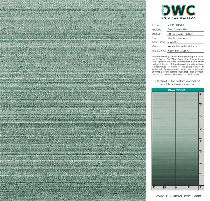 Glitch Ombré - Spruce <br> Wallpaper - The Detroit Wallpaper Co.