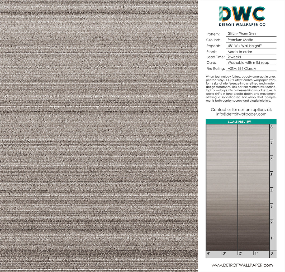 Glitch Ombré - Warm Grey <br> Wallpaper - The Detroit Wallpaper Co.