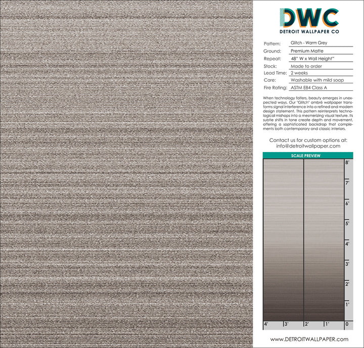 Glitch Ombré - Warm Grey <br> Wallpaper - The Detroit Wallpaper Co.