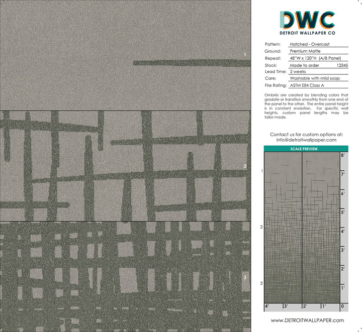 Hatched Ombré - Overcast <br> Wallpaper - The Detroit Wallpaper Co.