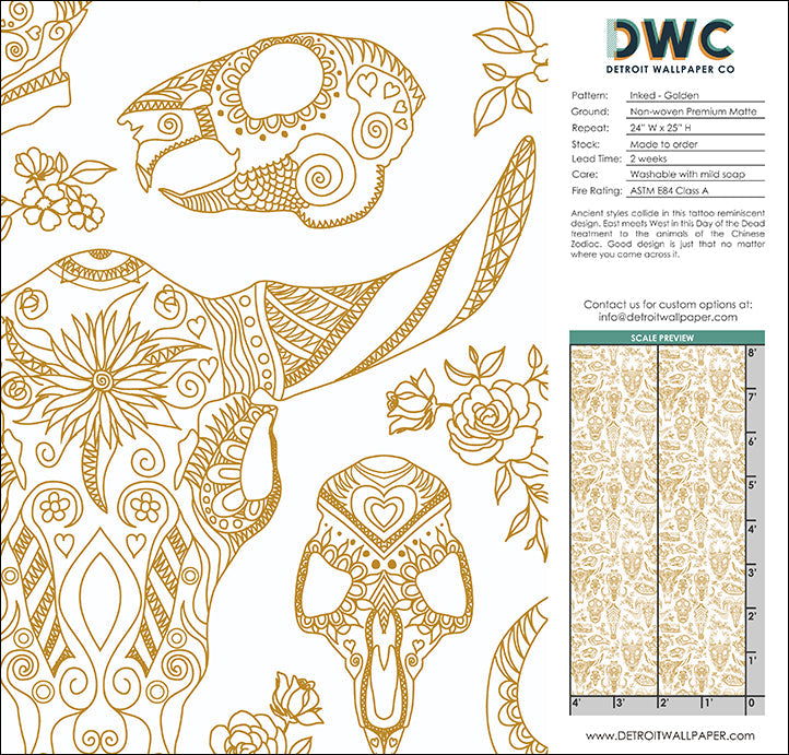 Inked - Golden <br> Wallpaper - The Detroit Wallpaper Co.