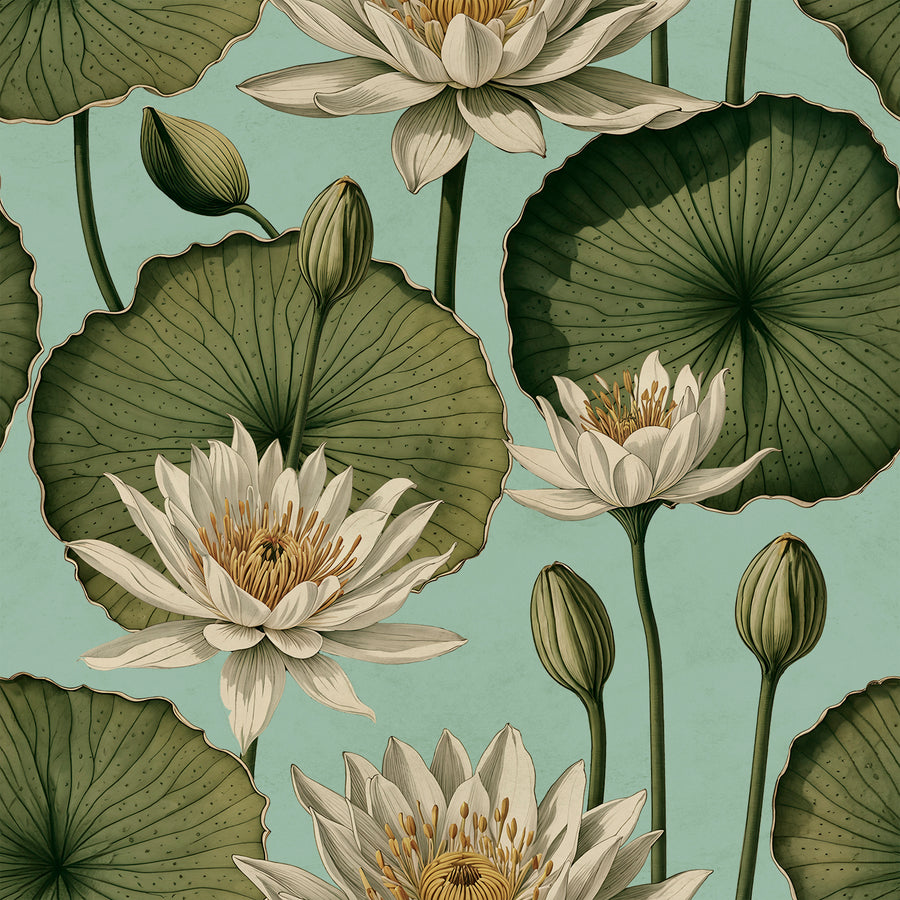 Lily Pad - Aquatic <br> Wallpaper - The Detroit Wallpaper Co.