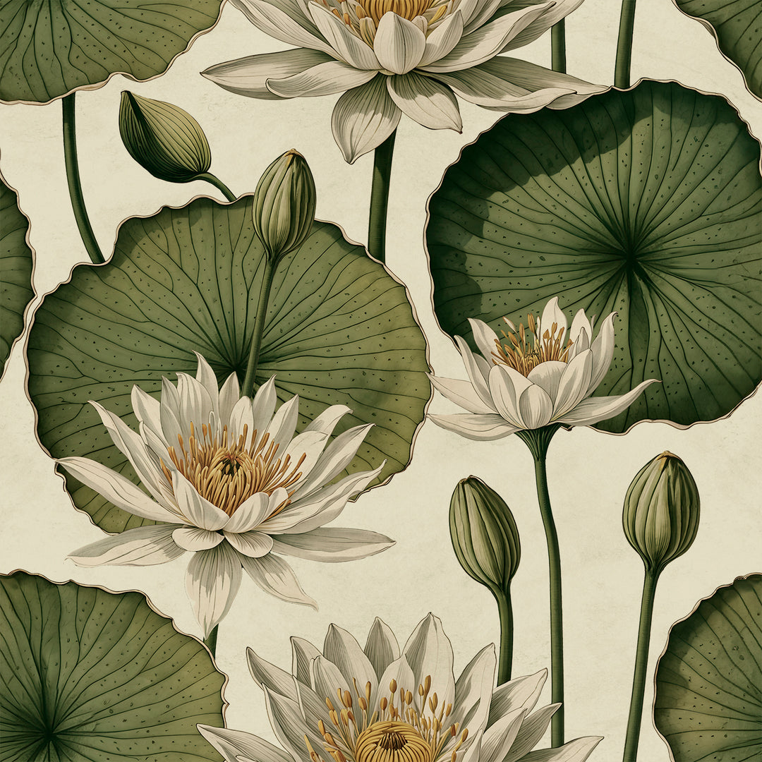 Lily Pad - Ivory <br> Wallpaper - The Detroit Wallpaper Co.