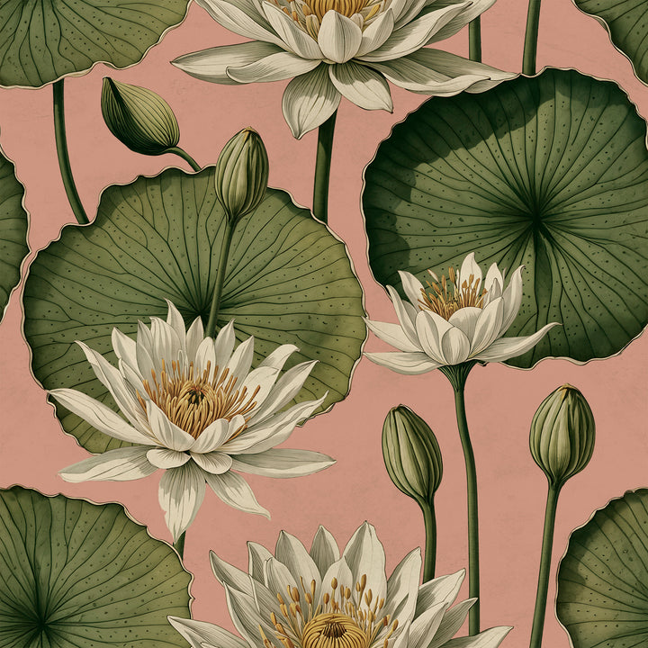 Lily Pad - Tropical Peach <br> Wallpaper - The Detroit Wallpaper Co.