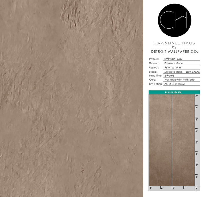 Limewash - Clay <br> Wallpaper - The Detroit Wallpaper Co.