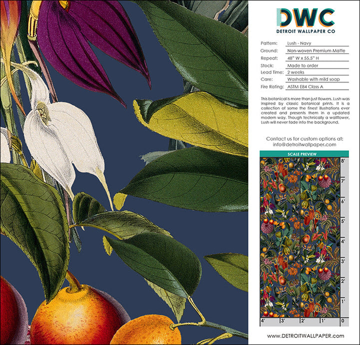 Lush - Navy <br> Wallpaper - The Detroit Wallpaper Co.