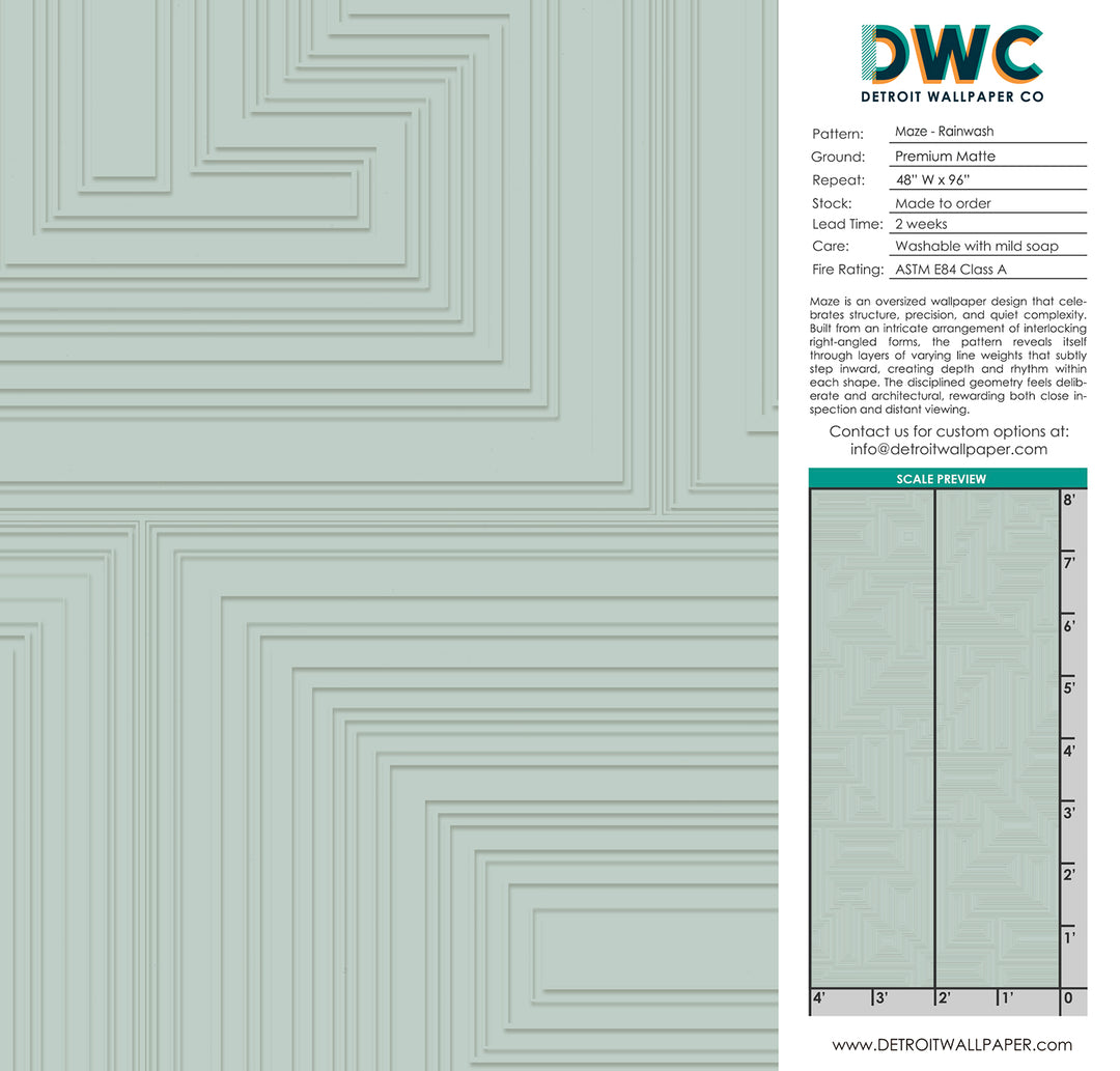 Maze - Rainwash <br> Wallpaper - The Detroit Wallpaper Co.