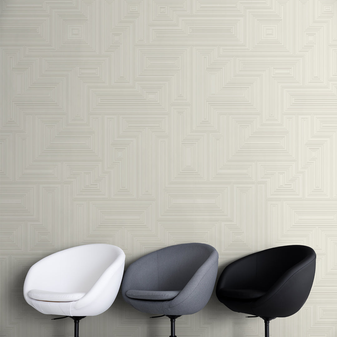 Maze - Swiss Coffee <br> Wallpaper - The Detroit Wallpaper Co.