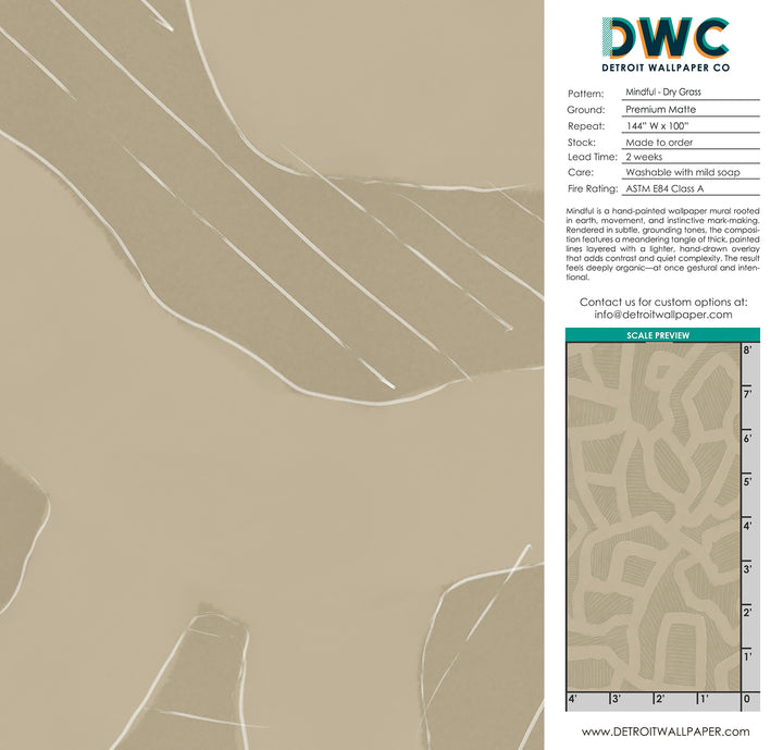 Mindful - Dry Grass <br> Wallpaper Mural - The Detroit Wallpaper Co.