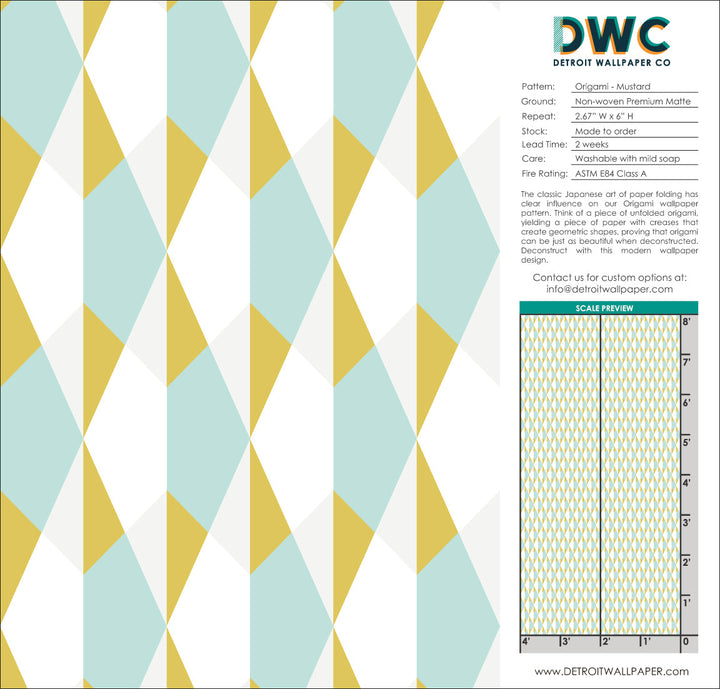 Origami - Mustard <br> Wallpaper - The Detroit Wallpaper Co.