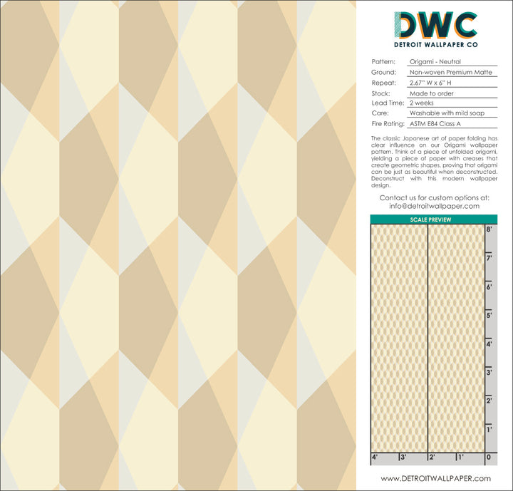 Origami - Neutral <br> Wallpaper - The Detroit Wallpaper Co.