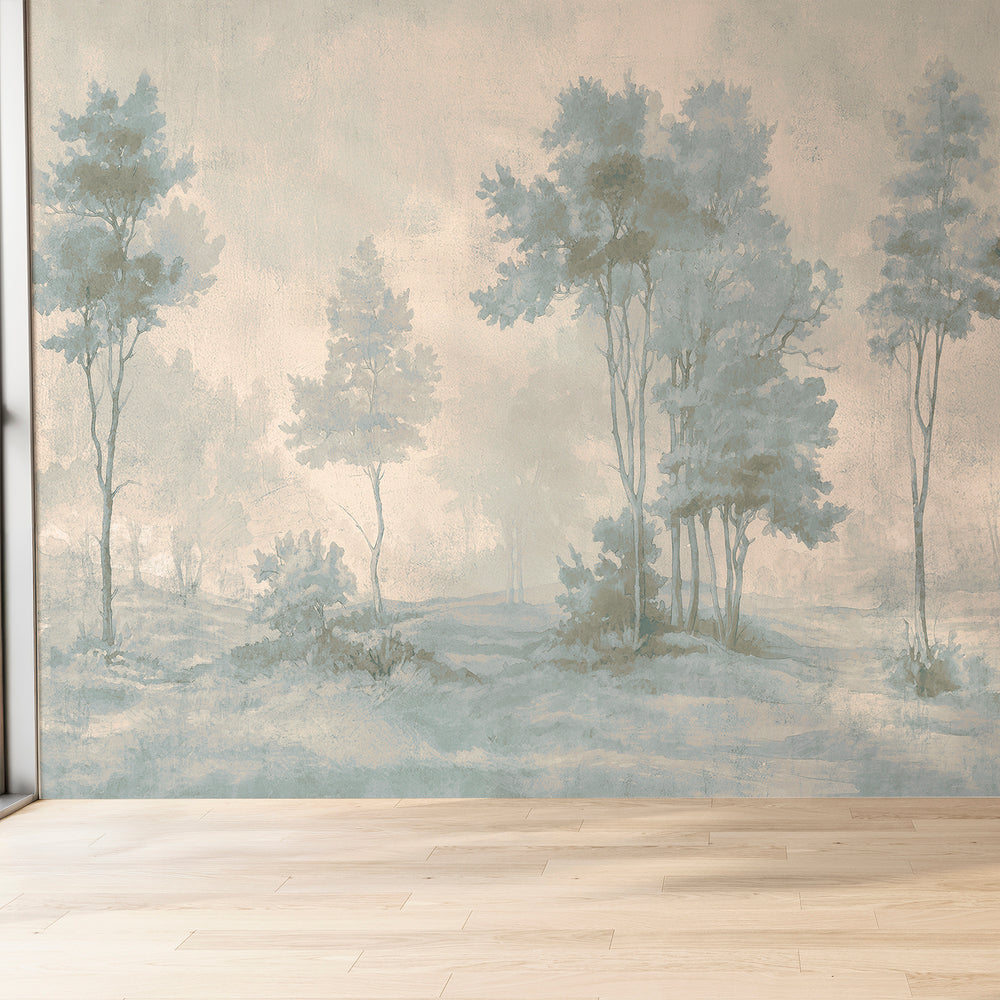 Painted Pines - Butter Sky <br> Wallpaper Mural - The Detroit Wallpaper Co.