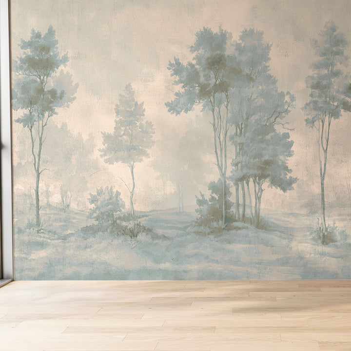 Painted Pines - Butter Sky <br> Wallpaper Mural - The Detroit Wallpaper Co.