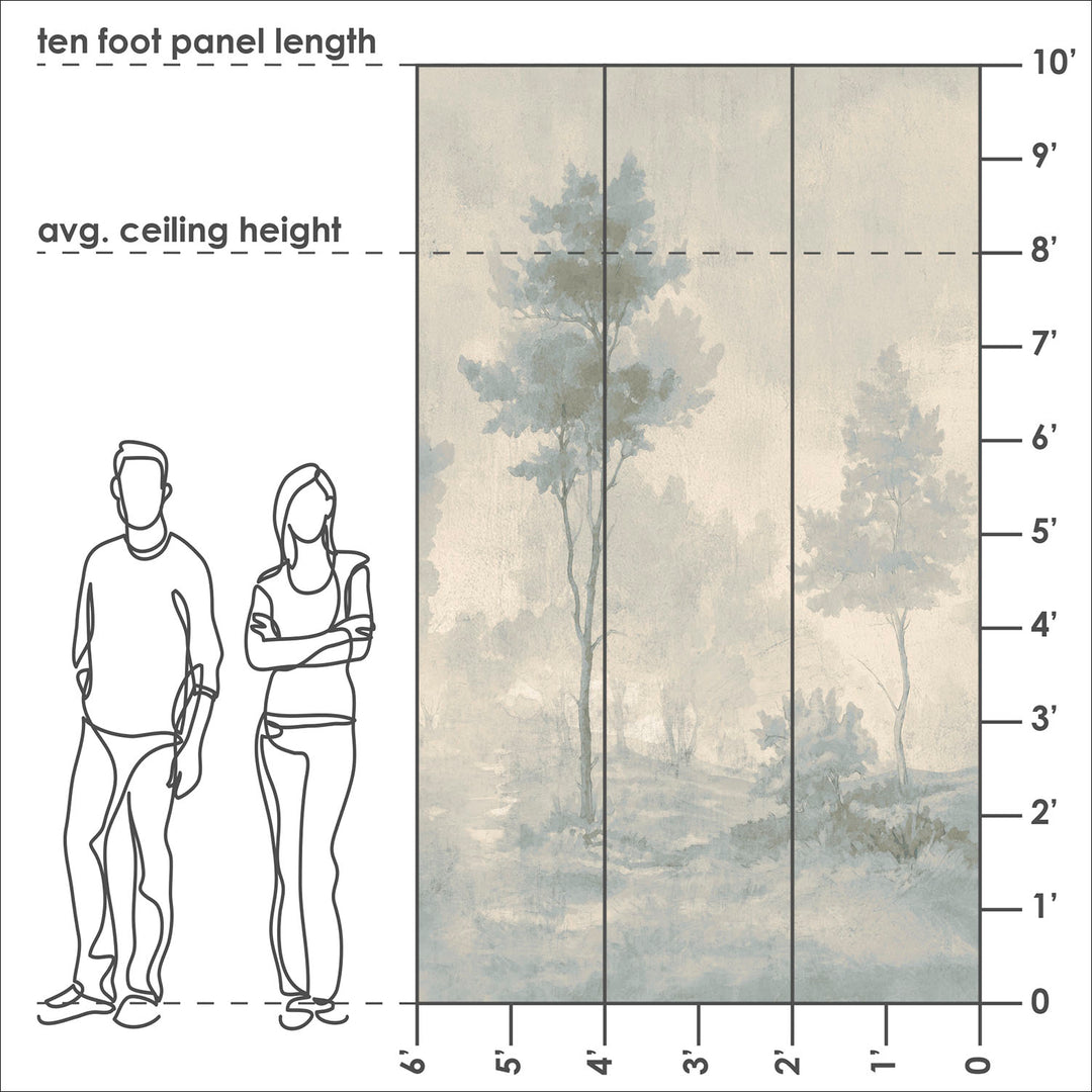 Painted Pines - Butter Sky <br> Wallpaper Mural - The Detroit Wallpaper Co.